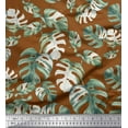 thumbnail image 1 of Soimoi Brown Modal Satin Fabric Monstera Leaves Print Fabric by Yard 42 Inch Wide, 1 of 1