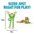 thumbnail image 3 of goDog Crazy Tugs Monkeys Squeaky Plush Dog Toy, Chew Guard Technology, Green, Large, 3 of 8