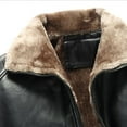 thumbnail image 3 of Lu's Chic Men's Vegan PU Leather Jacket Fleece Trucker Jackets Zip Up Winter Furry Hoodless Long Sleeve Slim Fit Sherpa Lined Jackets Faux Fur Collar Quilted Bomber Jackets & Coats Black 38, 3 of 5