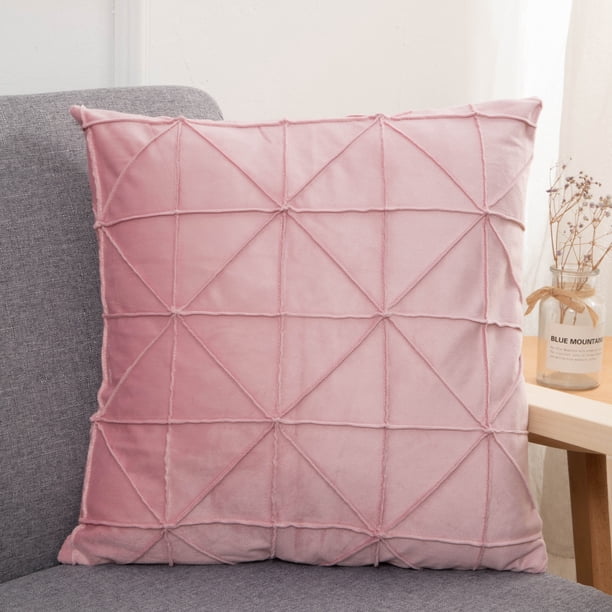 Nvzi funda de almohada de terciopelo a cuadros de color liso para cabecero. Clásica y atemporal, funda de almohada sencilla de color puro, queda genial con cualquier cama. 45 x 45 cm (rosa).