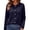 Navy, variant on QSAWXQZ Women's Thermal Cardigan Crew Neck Long Sleeve Button Down Fleece Lined Stretch Winter Base Layer L