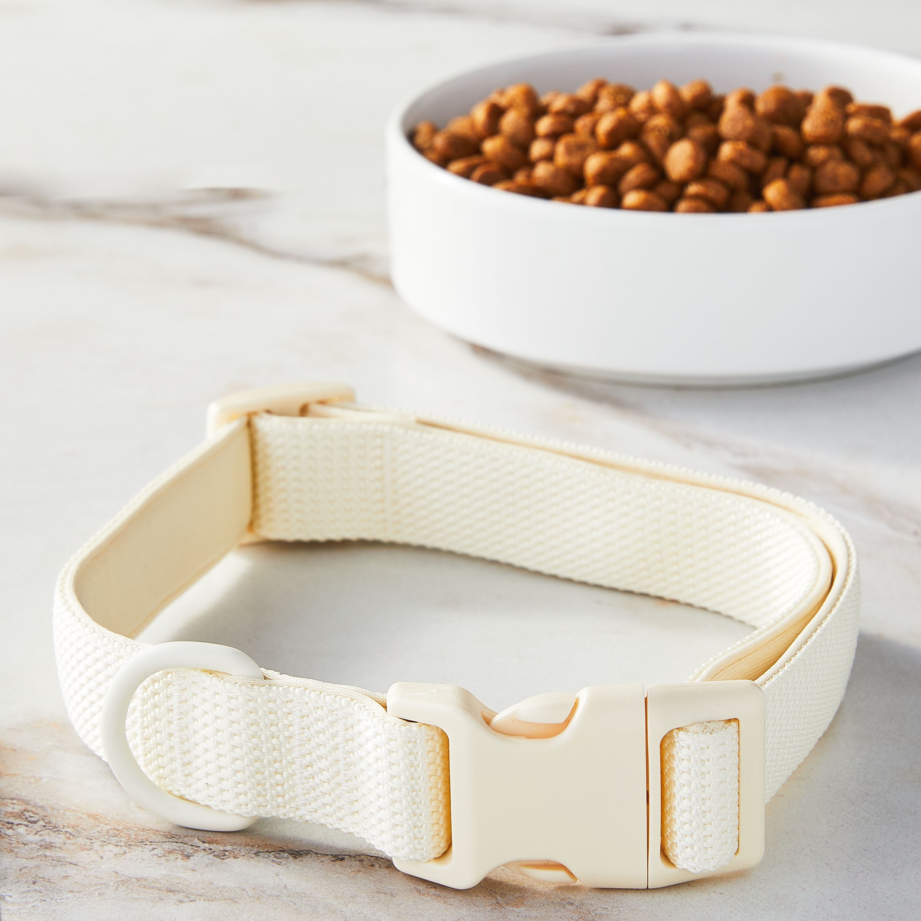 Vibrant Life Neoprene Cushioned Adjustable Dog Collar, Vanilla Cream, Large