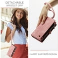 thumbnail image 7 of Samsung Galaxy Z Fold 6 Leather Detachable Wallet Zipper Case with 8 Card Slots Holder Magnetic case for Samsung Galaxy Z Fold 6 Flip Wallet Handle Wrist Strap Shockproof Pocket Handbag,
Pink, 7 of 7