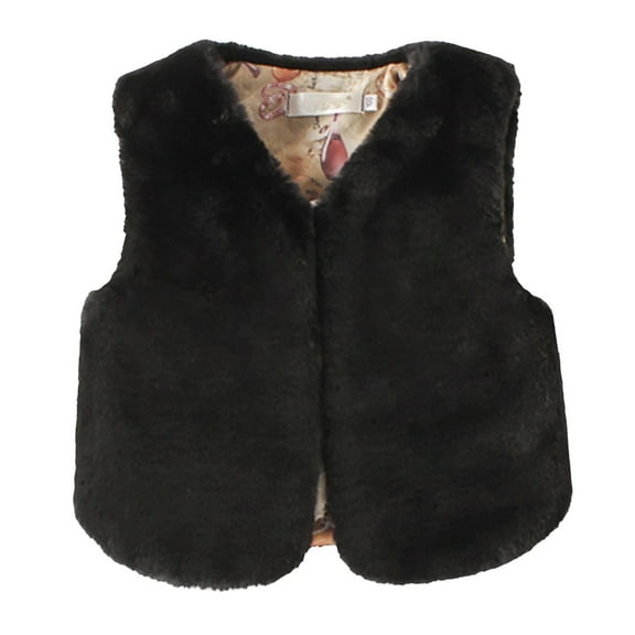 Kids Girls 𝐅aux-F𝐮r Vest Winter Padded Open Front Sherp𝐚 Sleeveless Outwear Toddler Thick Fuzzy Warm Fleece Jackets