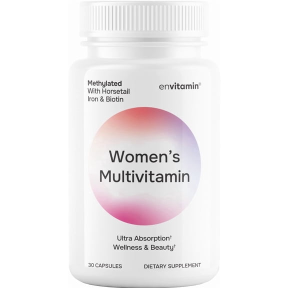Womens Methylated Multivitamin Multimineral Horsetail, Iron, Biotin Complex with L Methylfolate for Ultra Absorption
