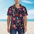 thumbnail image 2 of Balery Dancing Skeletons Floral Garden Camisas hawaianas de manga corta para hombre, camisas playeras de corte holgado, camisas de vacaciones con botones,3X-Large, 2 of 7