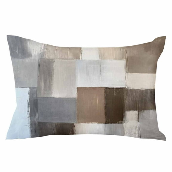Grey Brown Color Blocks Throw Pillow Cover 12 x 20 Inch Decorative Pillow Cover Abstract Oil Painting Art Lumbar Pillowcase Seasonal Rectangle Cushion Case for Couch Sofa Bed Living Room