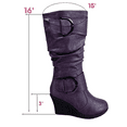 thumbnail image 2 of Women's Fashion Zip Knee High Boots Casual Wedge Heel Winter Shoes ( Purple, 5 ), 2 of 5