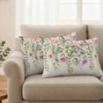 thumbnail image 2 of Spring Pink Flower Pillow Covers 2 Pack Eucalyptus Leaf Wildflower Countryside Pillowcase Waterproof Outdoor Throw Pillow Cover for Patio Balcony Rectangular Cushion 20”x12”, 2 of 9