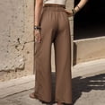 thumbnail image 6 of Women's Wide Leg Lounge Pants with Pockets Lightweight High Waisted Adjustable Tie Knot Loose Trousers Gifts for Womens Coffee,L, 6 of 6
