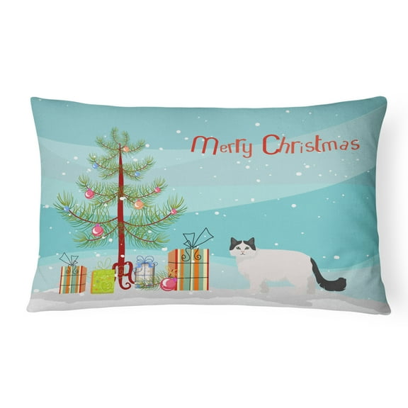 Carolines Treasures CK4690PW1216 Ragamuffin 1 Cat Merry Christmas Canvas Fabric Decorative Pillow, 12H x16W, multicolor