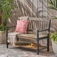 thumbnail image 5 of GDF Studio Kuhn Outdoor Acacia Wood Bench with Shelf, Gray and Black, 5 of 6