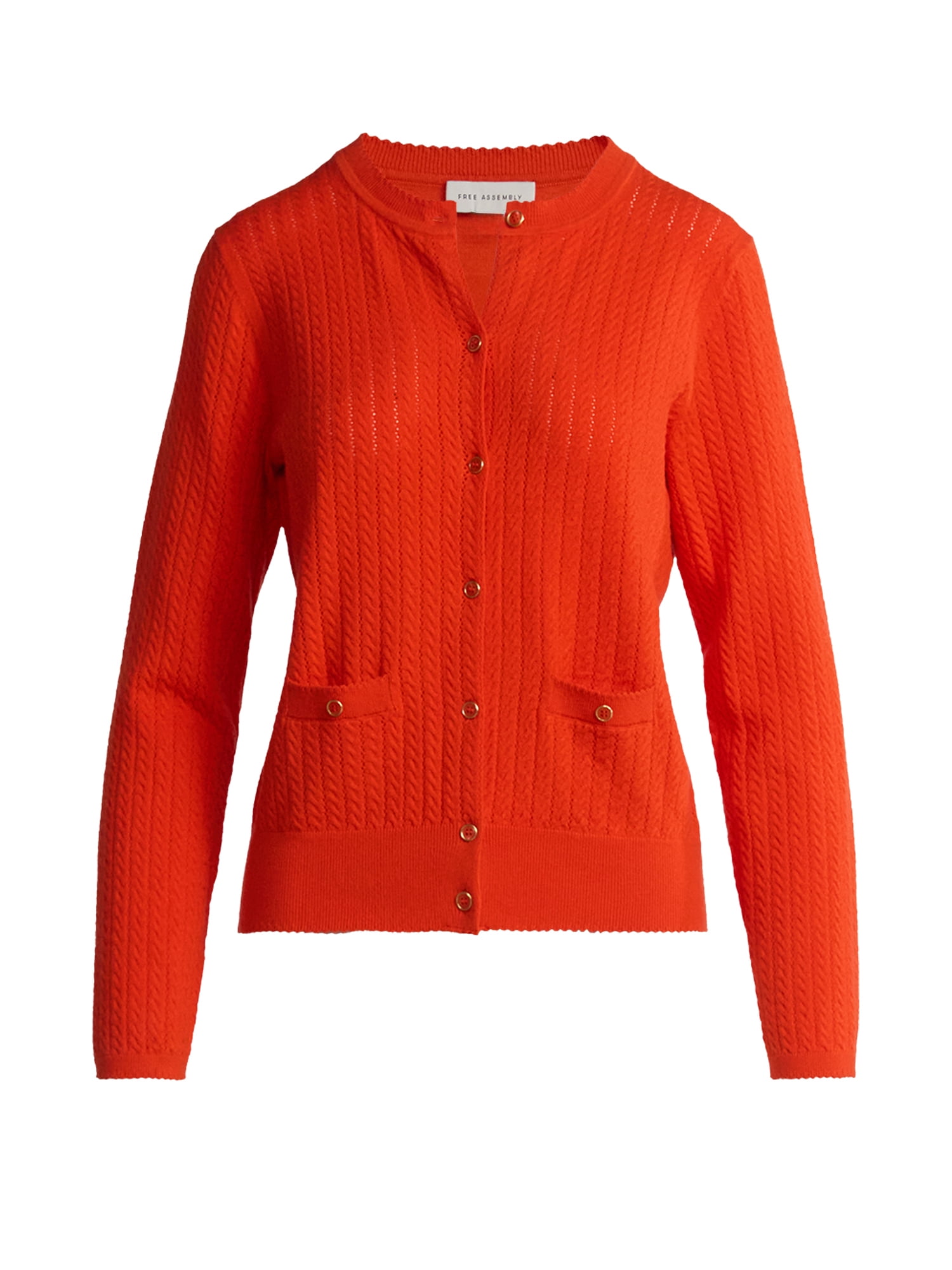 Free Assembly Women's and Women's Plus Cozy Yarn Welt Pocket Cable Cardigan Sweater, Midweight, Sizes XS-4X