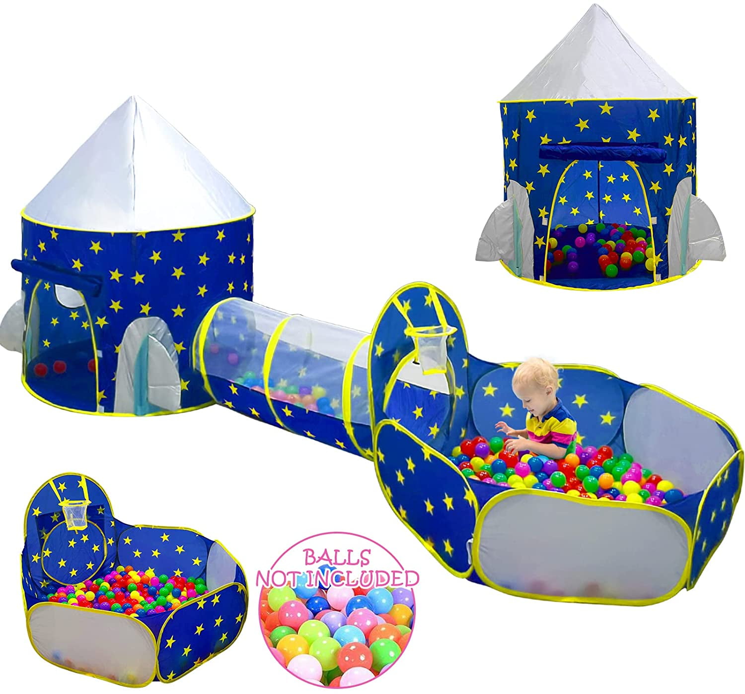3 In1 Kids Play Tent Toddler Tunnel Balls Pit Pop Up Cubby Playhouse Toy V7L9 