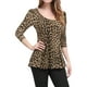 thumbnail image 1 of Camisa Peplum Estampada Con Cuello Redondo Y Mangas Largas De Leopardo Para Mujer Marrón L, 1 of 7