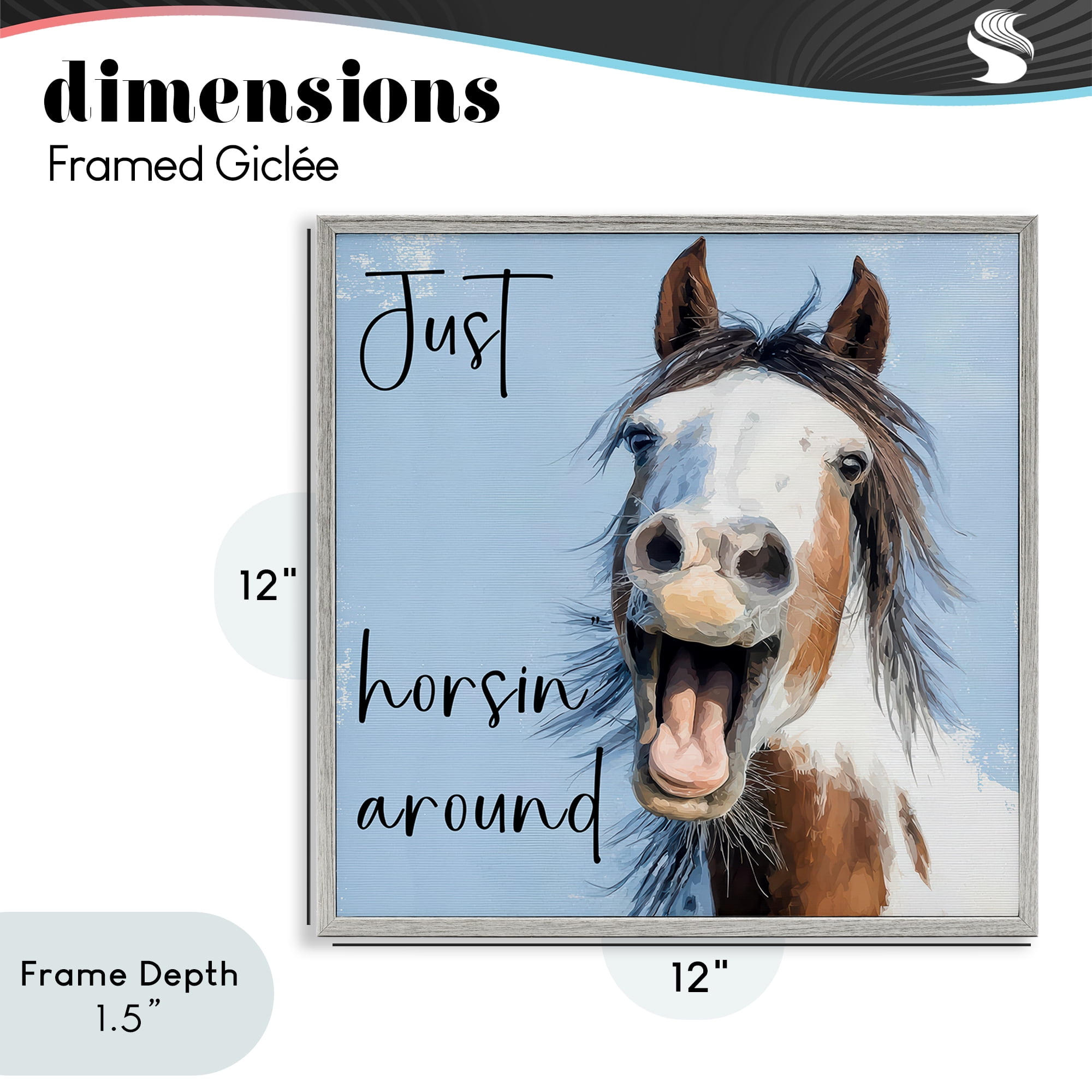 Stupell Industries Just Horsin' Around Gray Framed Giclee Art, design by Kim Curinga