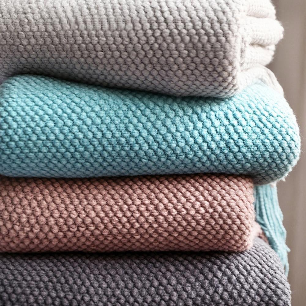 Throw Blanket Textured Soft for Sofa Couch Decorative Knitted