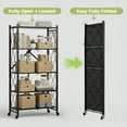 thumbnail image 5 of 5 Tier Foldable Storage Shelves with Wheels, Large Capacity Shelving Unit, Freestanding Metal Wire Shelf Rack, No Assembly Organizer Rack for Garage Kitchen, Basement, Pantry(Black), 5 of 8