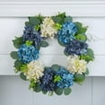 thumbnail image 4 of Hydrangea Wreath for Front Door, Flower Wreaths Floral Large 16" Blue White Hanging Spring Summer Wreaths Farmhouse Wreath, 4 of 8