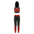 thumbnail image 3 of YIZYIF Kids Girls 3Pcs Sports Outfit Activewear Camisole Mesh Hoodie Cropped Vest Running Jogger Set Red 8, 3 of 7