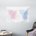 thumbnail image 1 of Gender Reveal Decorations Tapestry, Baby Footprints Floral Blooms Heart Icons Stars Surprise, Wall Hanging for Bedroom Living Room Dorm Decor, 60W X 40L Inches, Light Blue and Pink, by Ambesonne, 1 of 2