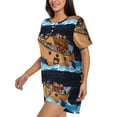 thumbnail image 2 of Bixox Women's Ocean Scene with Noah's Ark Printed Pajama Set 2 Piece Lounge Set Top and Shorts Soft Pajamas, Shorts with Pockets, 2 of 7
