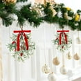 thumbnail image 6 of Mistletoe Christmas Decor - Artificial Hanging Mistletoe Picks Decoration for Doorway Frosted Mistletoe Xmas Ornament Kissing Ball Artificial Glitter Leaf Hanging Decor for Couple, Red, 6 of 8