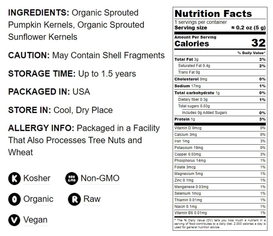 Organic Sprouted Pumpkin and Sunflower Seeds Mix, 4 Pounds - Non-GMO, Raw, Vegan, Kosher — by Food to Live