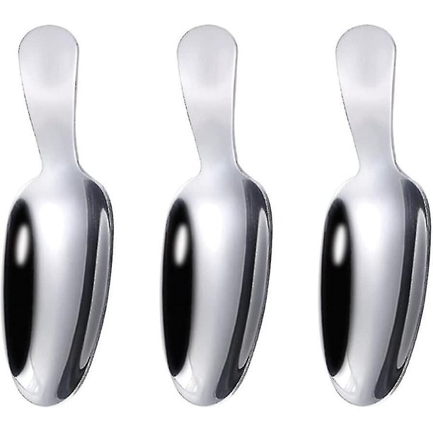 Mini cuchara de té con mango corto de acero inoxidable, accesorios para juego de té, 3 piezas (plateado)