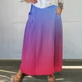 thumbnail image 2 of LIBRCLO Skirts for Women Maxi Length Gradient Printed Elastic Waistband Pleated Skirts with Pocket Summer Casual Clothes, 2 of 6