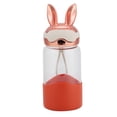 thumbnail image 1 of Botella de vidrio portátil reutilizable con Orejas de conejo de dibujos animados, taza de agua fría y caliente para té, 340ML (rojo), 1 of 8