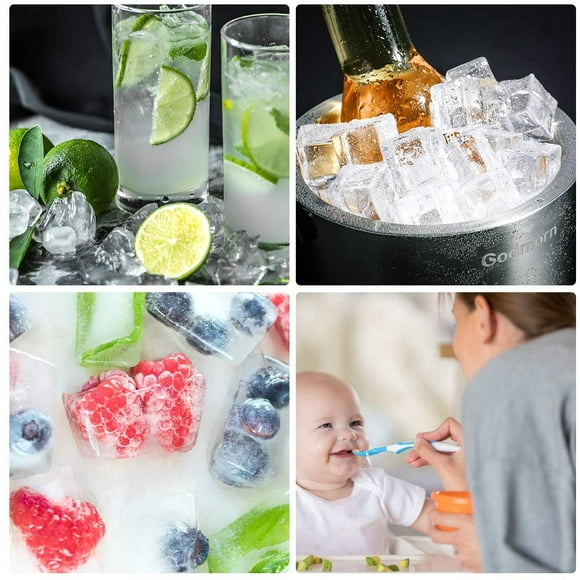 Bac à Gla?ons en Silicone, Moule à Gla?ons avec Couvercle - Moules à Gla?ons pour Gelée Lait Jus Cocktails Whisky - Certifié LFGB et sans BPA - 3Pcs ( Vert + Jaune + Violet)