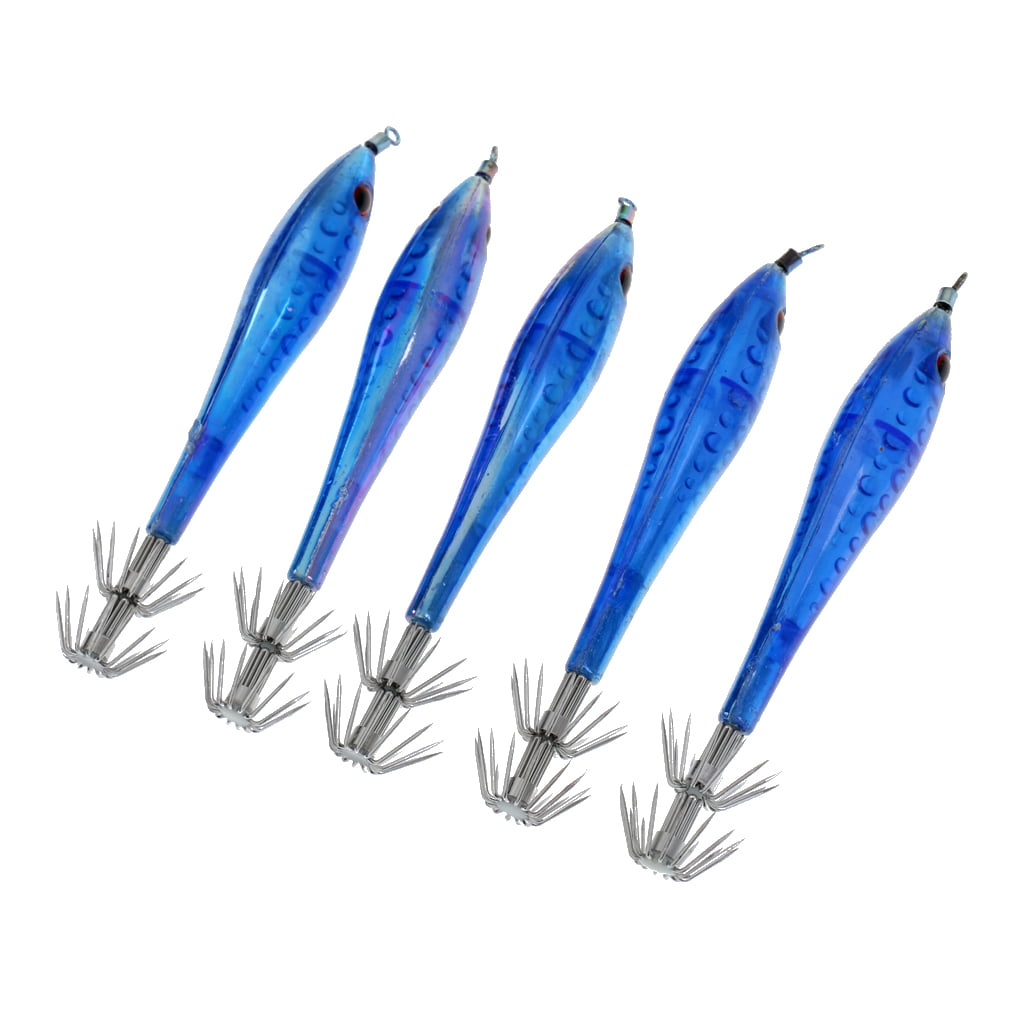 5pc Noctilucent Squid Lure Hook Cuttlefish Saltwater Fishing Lure Hard Baits