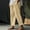 Khaki, variant on Cotton and Linen Straight Leg Pants for Women Solid Color Elastic Waist with Pockets Lightweight Pants Freedom Fashion Simple and Comfortable Run Sports M Black