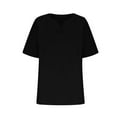 thumbnail image 5 of Frostluinai Cotton Linen Tshirts for Women Notch V Neck Casual Dressy Tops Short Sleeve Solid Color Tee Shirts Comzy Blouses Summer Shirts, 5 of 5