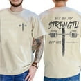 thumbnail image 5 of Unisex Christian T-Shirt, Not By My Strength But His 2-Sided Bible Verse Tee, Faith-Inspired Religious Shirt, Spiritual Graphic Apparel, Sizes S–5XL, 5 of 7