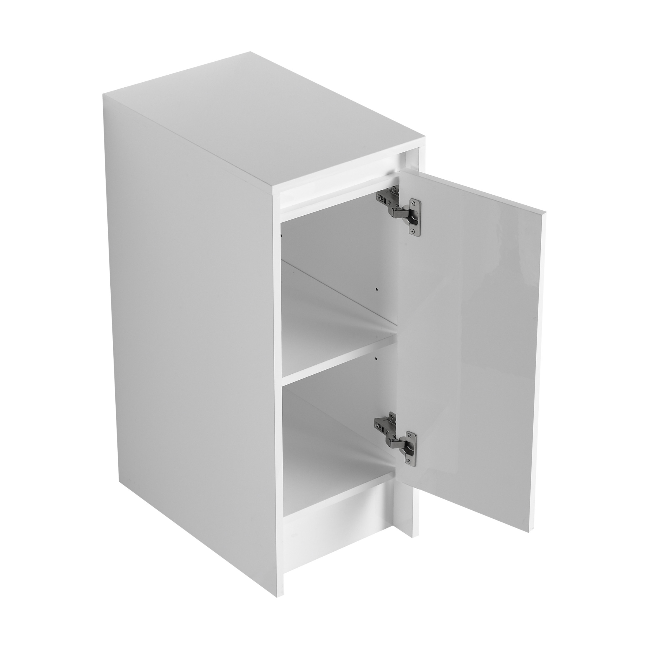 Noble House 12" Freestanding Bathroom Storage Cabinet, Soft-Close Door, Adjustable Shelf, Hidden Handle, Glossy White