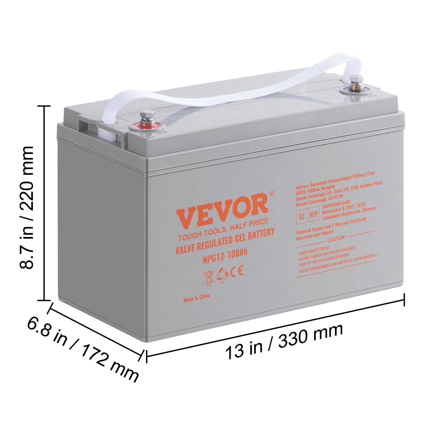 SKYSHALO Deep Cycle AGM Battery 12V 100 AH, Home Improvement Renewable Energy for Marine, RV, Carbin, Solar Energy Storge, Maintenance-Free, off-Grid Solar Sys UL Certified