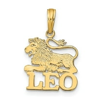 Diamond2Deal 10K Yellow Gold LEO Zodiac Charm Pendant for Women (L- 0.78 inch, W- 0.53 inch)