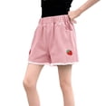 thumbnail image 2 of CPNG Kids Children Girls Daily Denim Shorts Summer Casual Strawberry Embroidery Elastic High Waist Shorts with Pockets(Pink,18-24 Months), 2 of 5