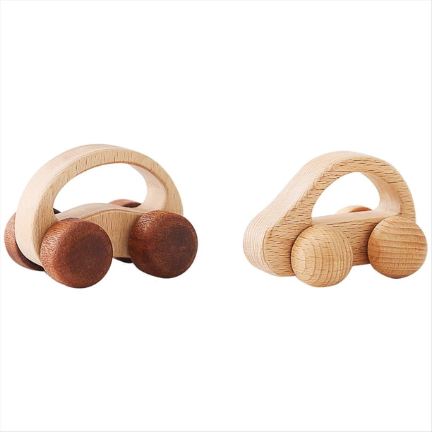 Juguetes Madera para Coches ,Coche Empuje de Madera para Niños Pequeños,Coche Juguete con Agarre para Bebés,Regalos para Niños y Niñas, Coche de Juguete para Empujar y Tirar