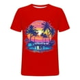 thumbnail image 2 of VBTAPA Mens Short Sleeve Crewneck T-shirts Hawaiian Palm Tree Graphic Tees Casual Aloha Tee Shirts Tropical Summer Vacation Tops Red L, 2 of 6