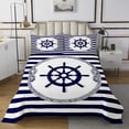 thumbnail image 1 of Erosebridal Blue Rudder Coverlet Set King,Stripes Bedding Set，Ocean Bedroom Decor,3-Piece, 1 of 5