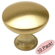 Cosmas 5305BB Brushed Brass Traditional Round Solid Cabinet Hardware Knob - 1-1/4" Diameter - 10 Pack