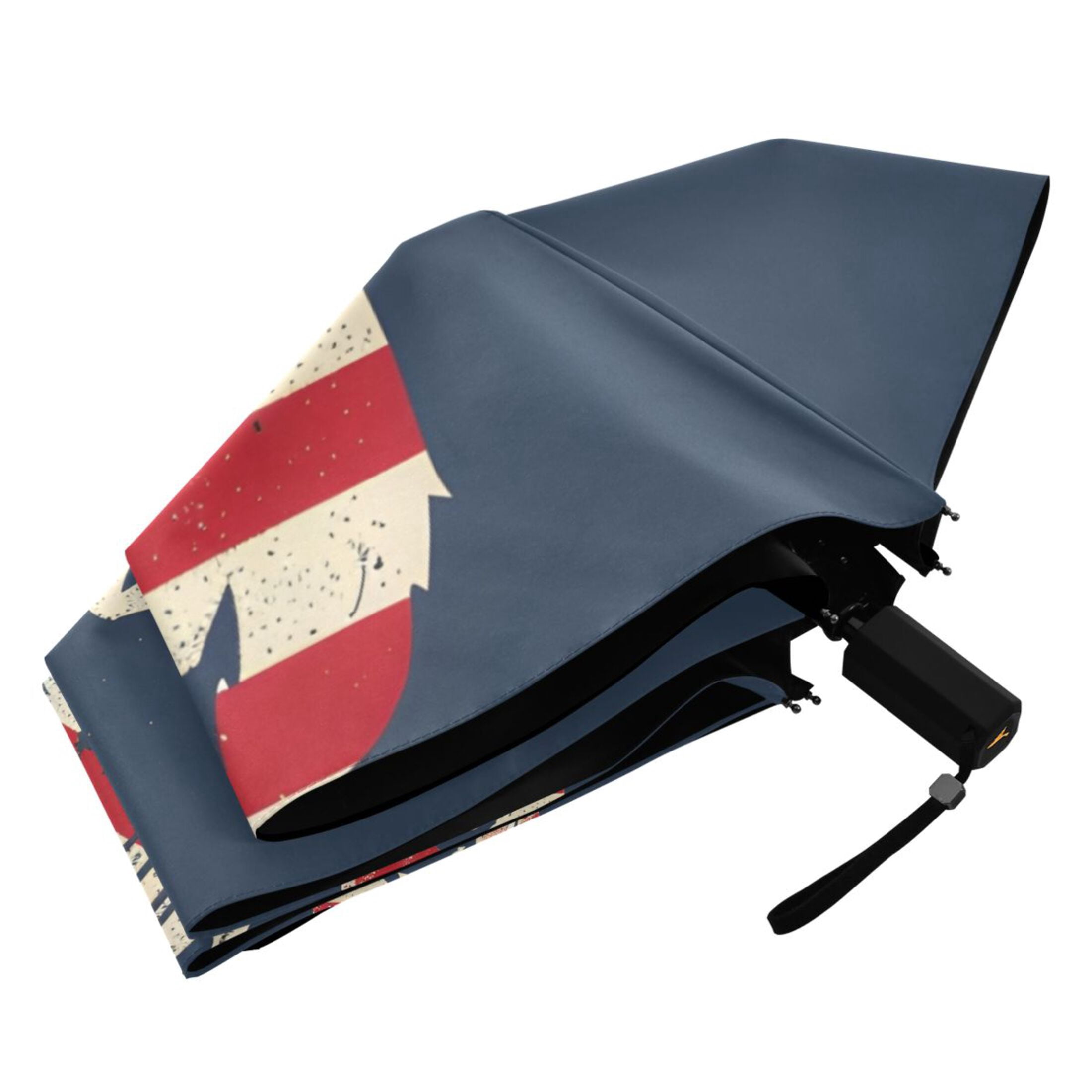 Deer with American Flag Compact Sun Umbrella Windproof Travel Umbrellas for Rain Strong Portable UV Protection