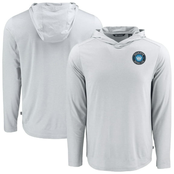 Men's Cutter & Buck Gray Charlotte FC Coastline Epic Comfort Eco Recycled Long Sleeve Hoodie T-Shirt