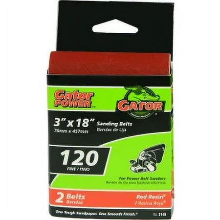 

2PC Ali 3149 Gator 3 By 18 Inch Professional Aluminum Oxide Sanding Belt 120 Grit Fine 2 Pack