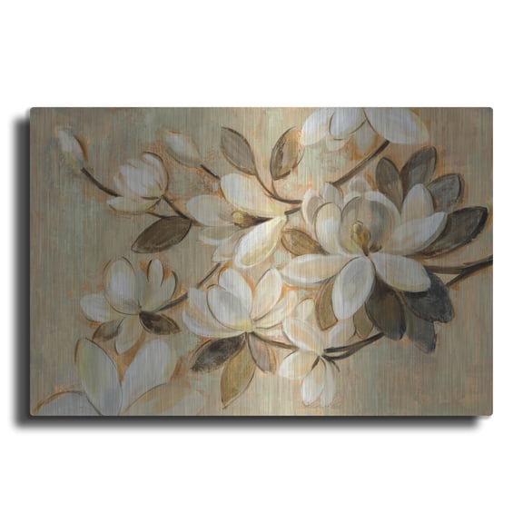 Luxe Metal Art 'Magnolia Simplicity' by Silvia Vassileva, Metal Wall Art, 36" x 24"