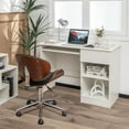 thumbnail image 3 of Demi Bonn Wooden Computer Desk with CPU Stand, Small Home Office Desk Study Writing Table, White, 3 of 10