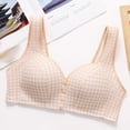 thumbnail image 5 of Byworldtasic Womens Plus Size Gingham Front Button Wireless Bra Wide Shoulder Strap Easy‑On Comfort Bralette, 5 of 10